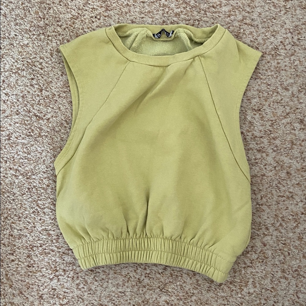 Zara Lime Green Sleeveless Crop Top and Drawstring Midi Skirt Set - Picture 4 of 6
